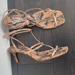Schutz Tan snakeskin sandals